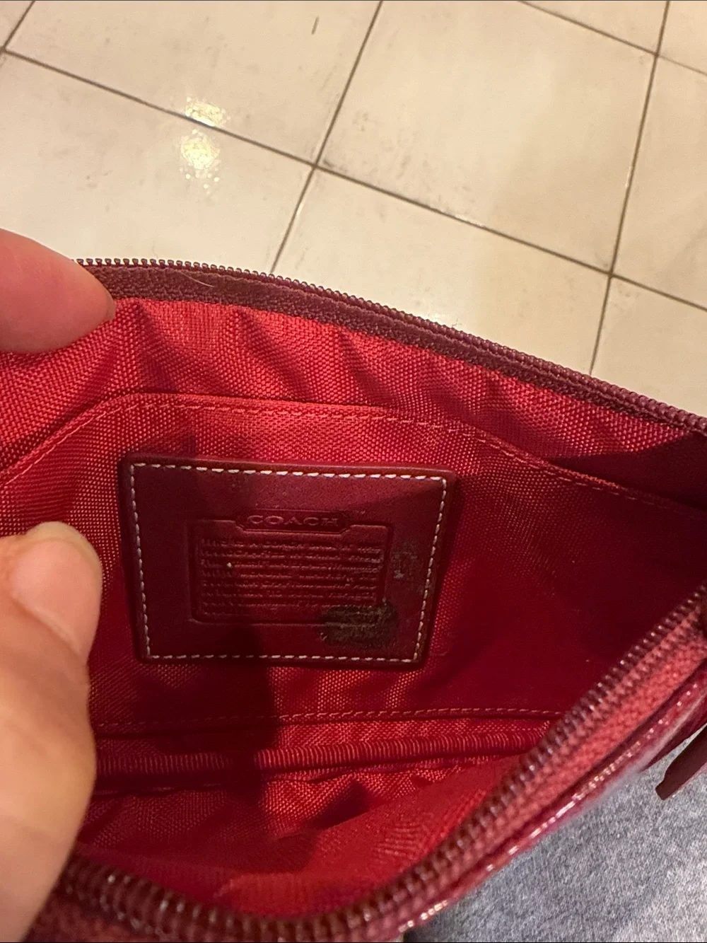 VTG Coach Red Signature Gloss Zippered Pouch for Cosmetics or Travel Essentials